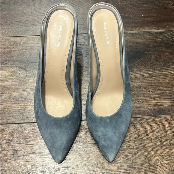Pura Lopez Gray Suede Women's Heels - Picture 3 of 4